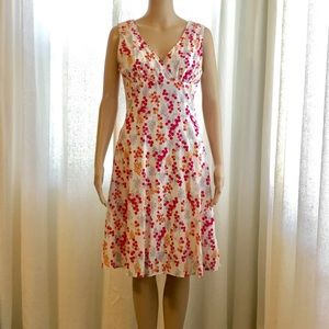 Fit & flare sleeveless dress w/ retro mod blossoms